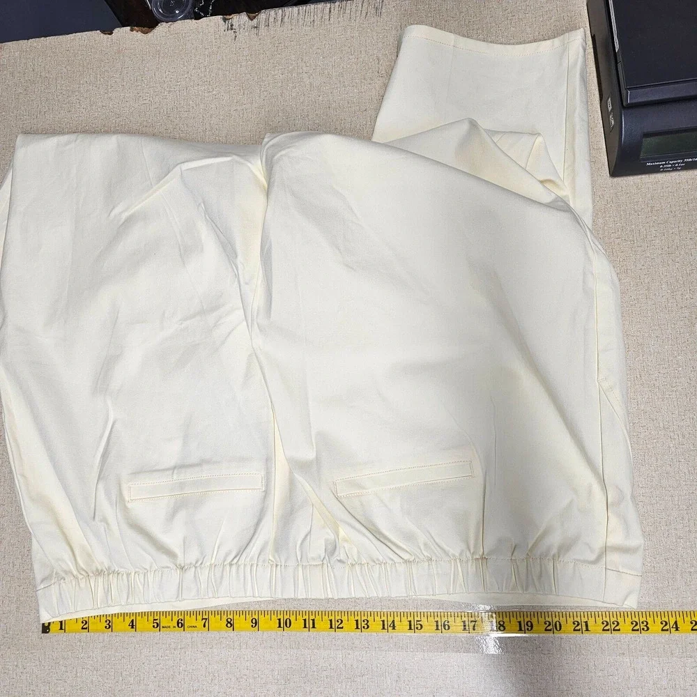 Isaac Mizrahi Live! Women's Cream Stretch Cropped‎ Trouser Dress Pants Size 28W